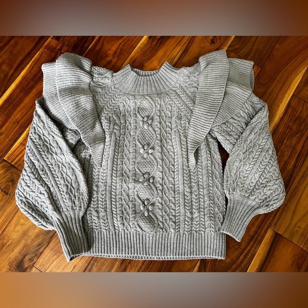 Gray VICI ruffle sleeve sweater size Medium